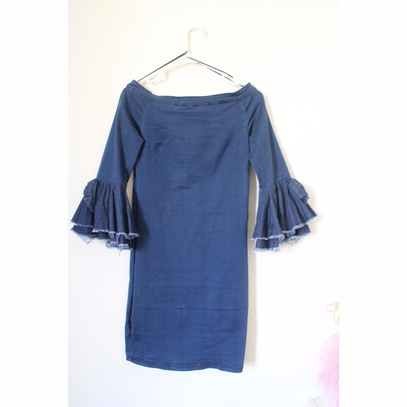 Mebon by Machine Jeans Flare Bow Sleeve Dress Sz S - Picture 1 of 4